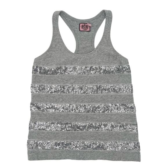 Juicy Couture Tops - Juicy Couture Y2K Vintage Sequin Sparkle Party Glam Tank Top Gray Small